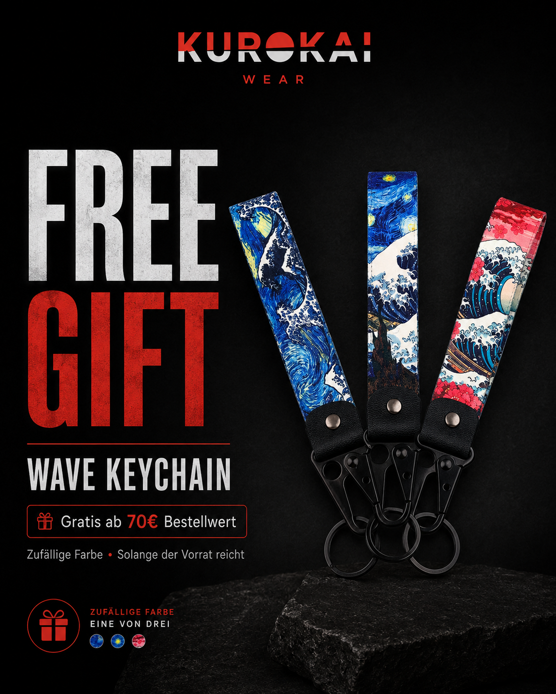 Titelbild des Kurokai Keychains mit Wellen Optik