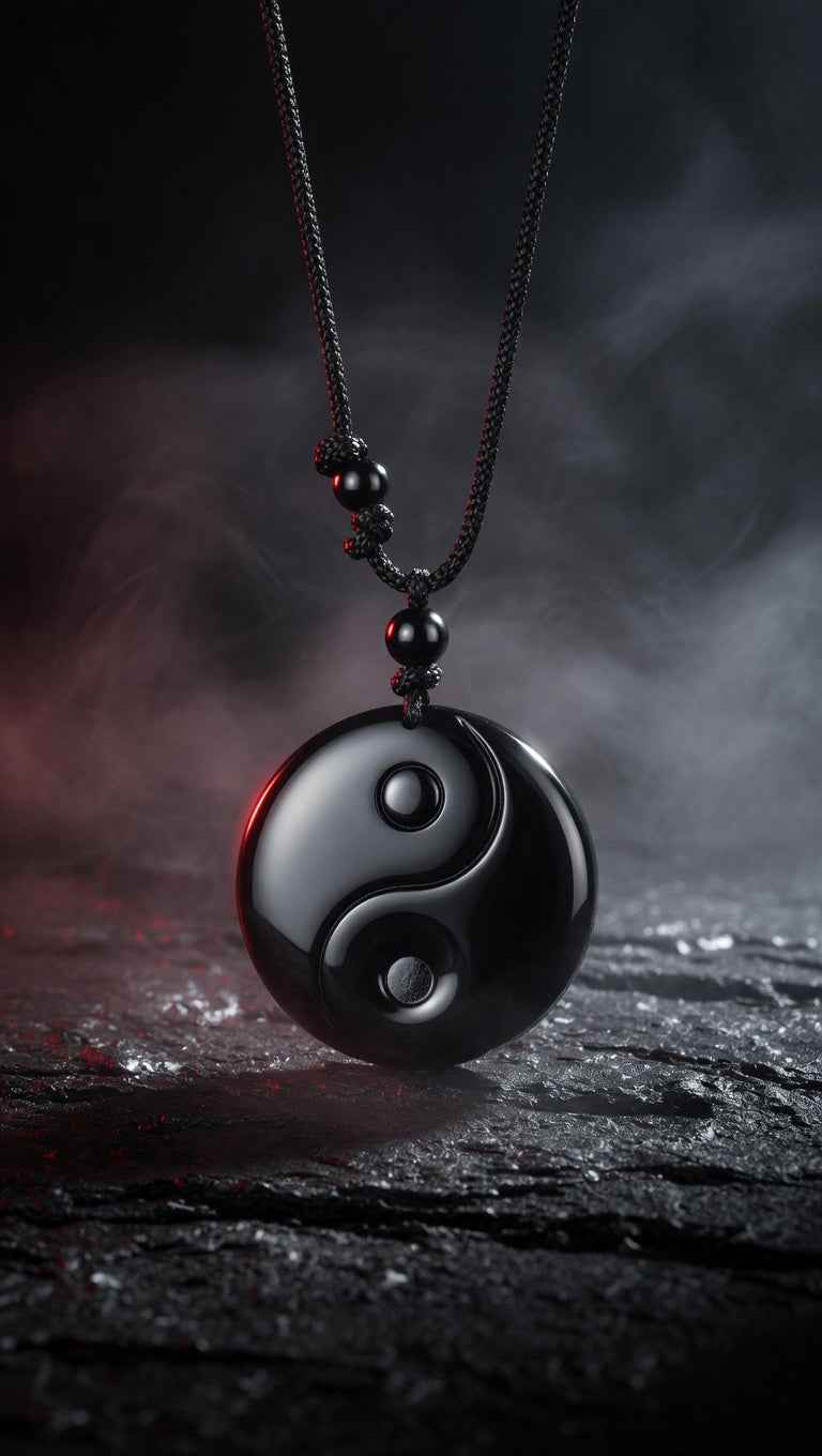 Yin Yang Halskette - Obsidian Edition
