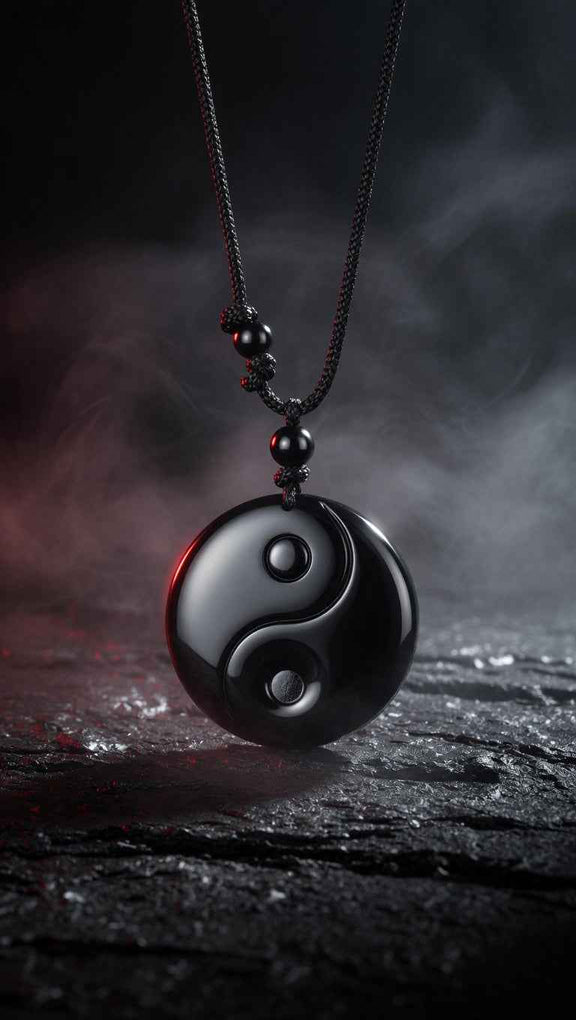 Yin Yang Halskette - Obsidian Edition